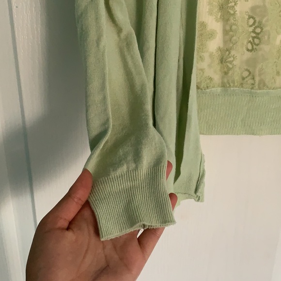 Green lace detail cardigan - Picture 3 of 4